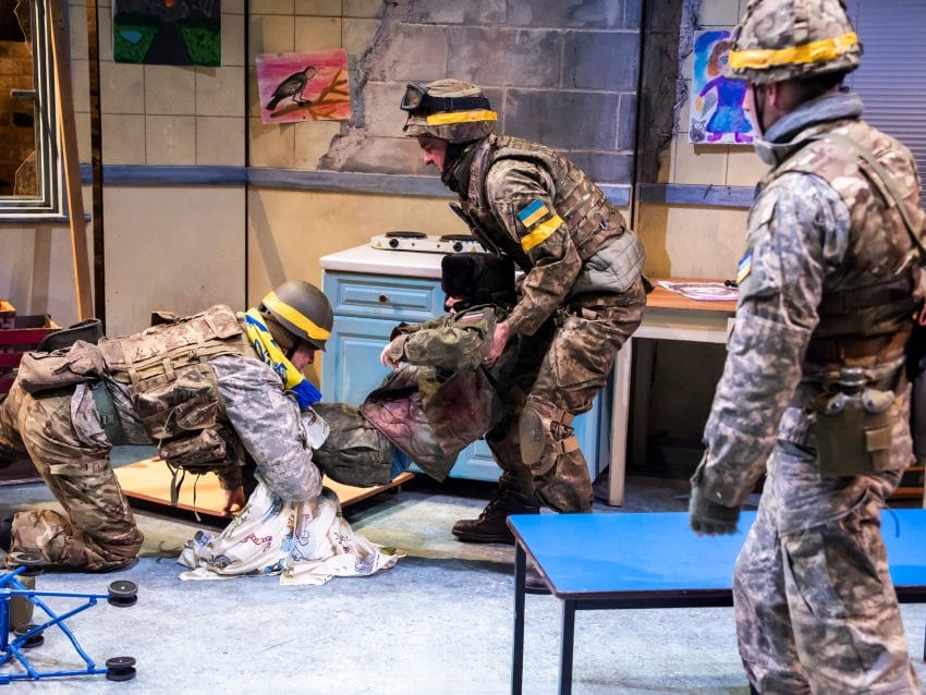 Daniel Betts, Clara Read, David Michaels and Ian Bonar in Wretched Things (c) Tristram Kenton